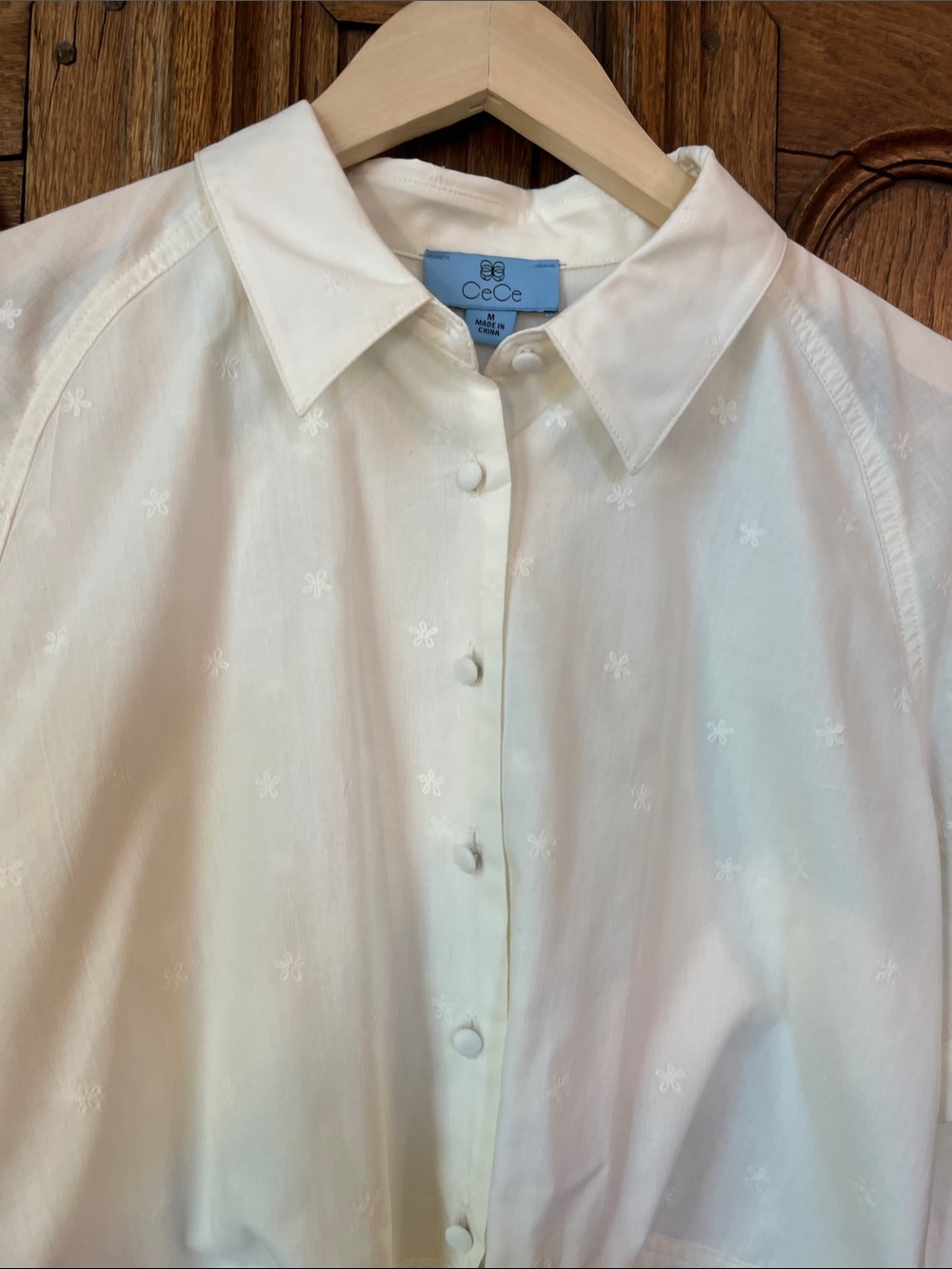 CeCe Cream Short Sleeve Button-Front Tie Shirt - Picture 4 of 8